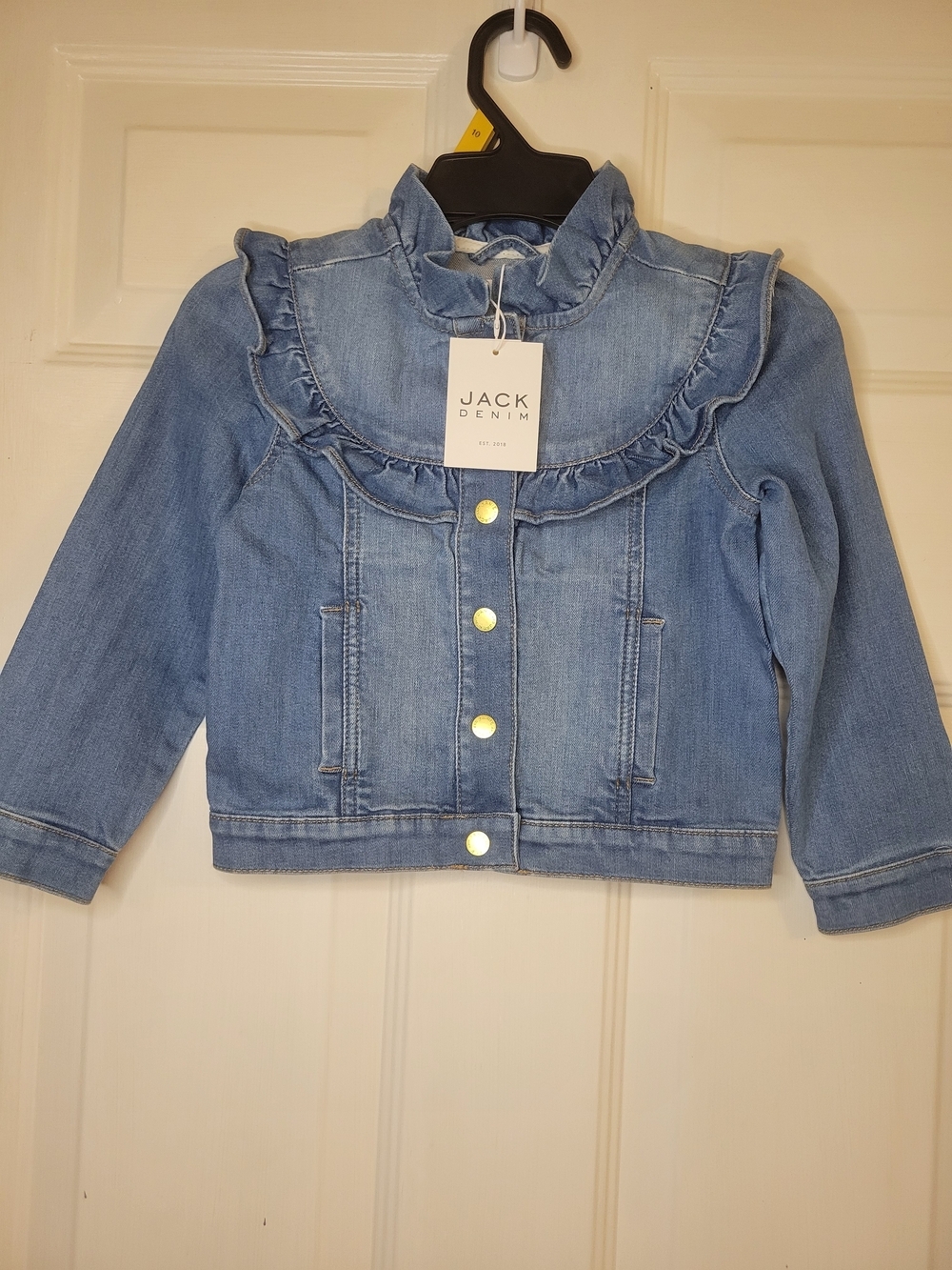 Janie and Jack Toddler Girls Light Blue Ruffle Denim Jacket - Picture 5 of 9
